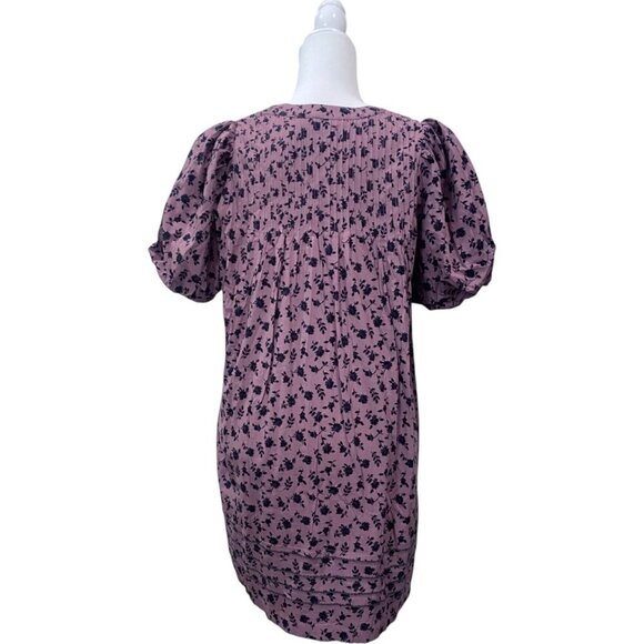 NWT Madewell Tillie Puff-Sleeve Mini Dress in Shadow Blooms - Medium - Purple - Picture 7 of 12